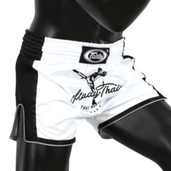 MUAY THAI SHORTS FAIRTEX SLIM CUT BS1707 WHITE -Boxing Club Store BS1707 Fairtex White Slim Cut Muay Thai Shorts 2