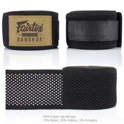 FAIRTEX ELASTIC MESH HANDWRAPS 180’ FULL LENGTH HAND WRAPS - BLACK -Boxing Club Store FAIRTEXHANDWRAPSHW4BLACK