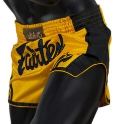 MUAY THAI SHORTS FAIRTEX SLIM CUT BS1701 YELLOW BLACK -Boxing Club Store Fairtex Muay Thai Shorts BS1701 2