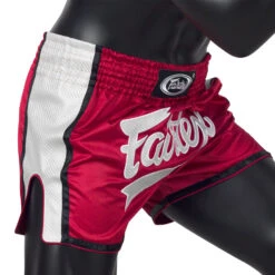 MUAY THAI SHORTS FAIRTEX SLIM CUT BS1704 RED WHITE -Boxing Club Store Fairtex Muay Thai Shorts BS1704 2