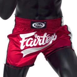 MUAY THAI SHORTS FAIRTEX SLIM CUT BS1704 RED WHITE