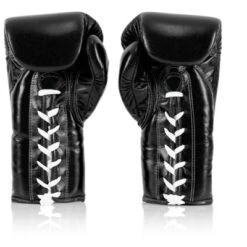 Fairtex BGL6 Pro Leather Laced Competition Gloves - Locked Thumb For Muay Thai And Boxing