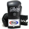 MUAY THAI BOXING GLOVES LACE-UP COMPETITION FAIRTEX GLOVES - BGL6 BLACK