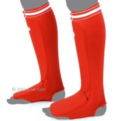 SPE1 Fairtex Red Elastic Competition Shin Pads -Boxing Club Store spe1 fairtex red elastic competition shin pads 770809